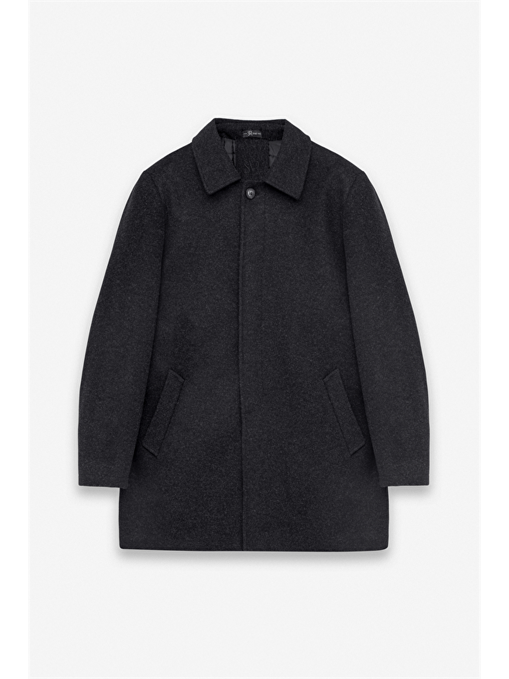 Antrasit Regular Bebe Yaka Düz Yan Cepli Kaban-8