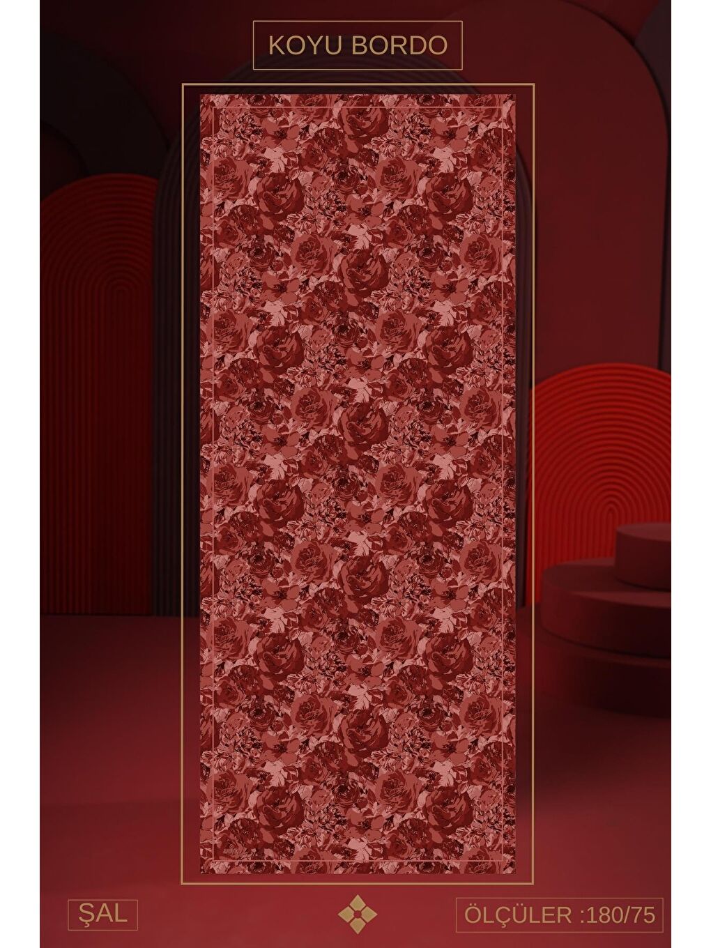 Bordo Kadın Alaiye Soft Şal-1