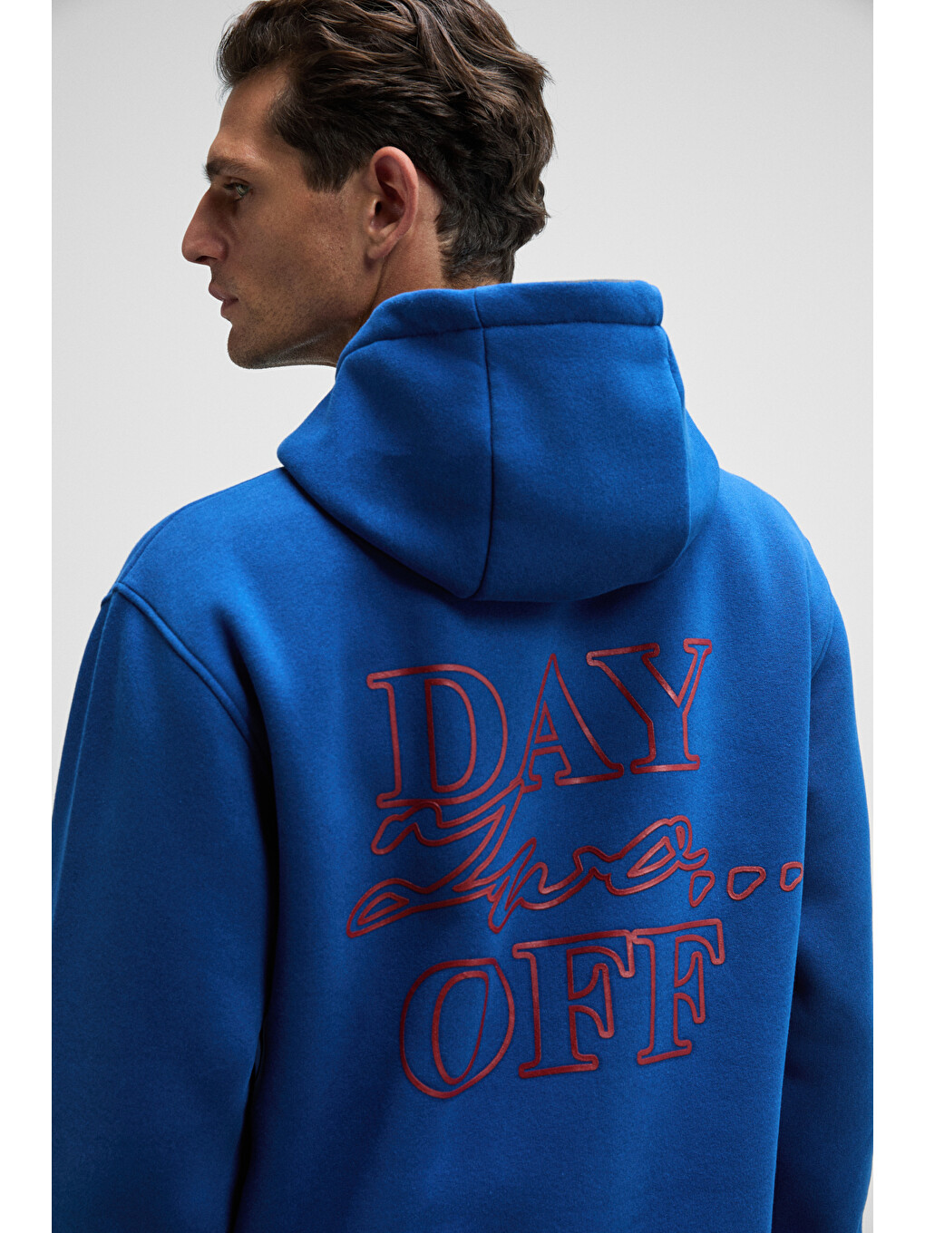 Blaıse Erkek Önü Ve Sırtı Baskılı Kapüşonlu Kordonlu Kanguru Cepli Regular Fit Mavi Sweatshirt-5