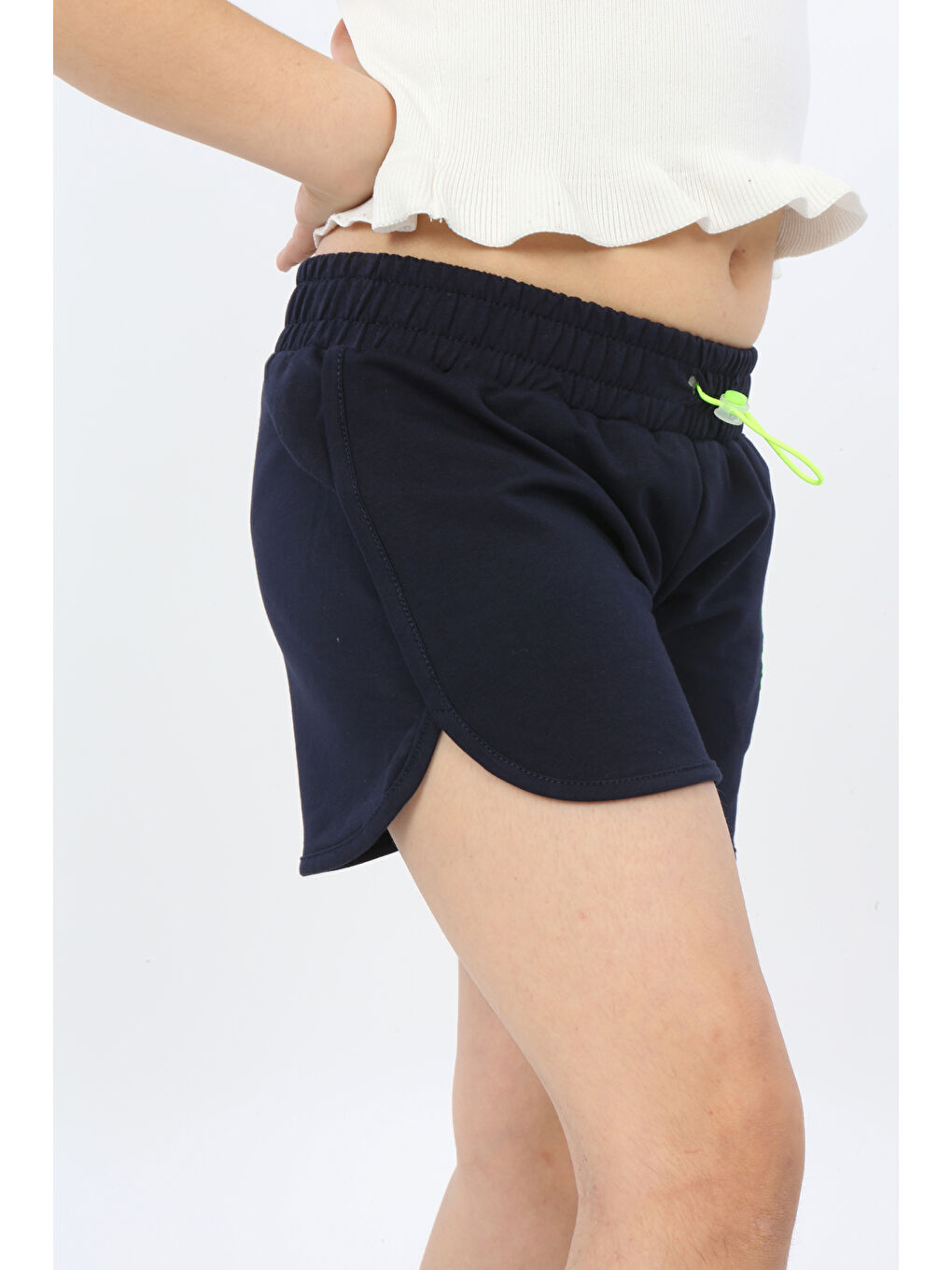 Lacivert Kız Çocuk Start Nakışlı Şort-4