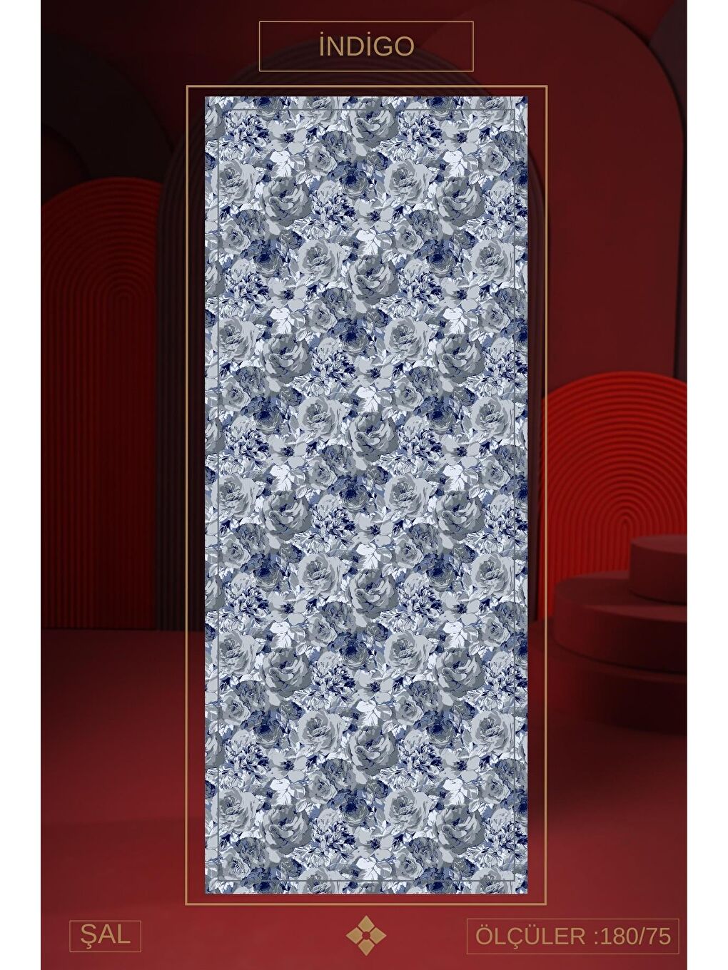 İndigo Kadın Alaiye Soft Şal-1