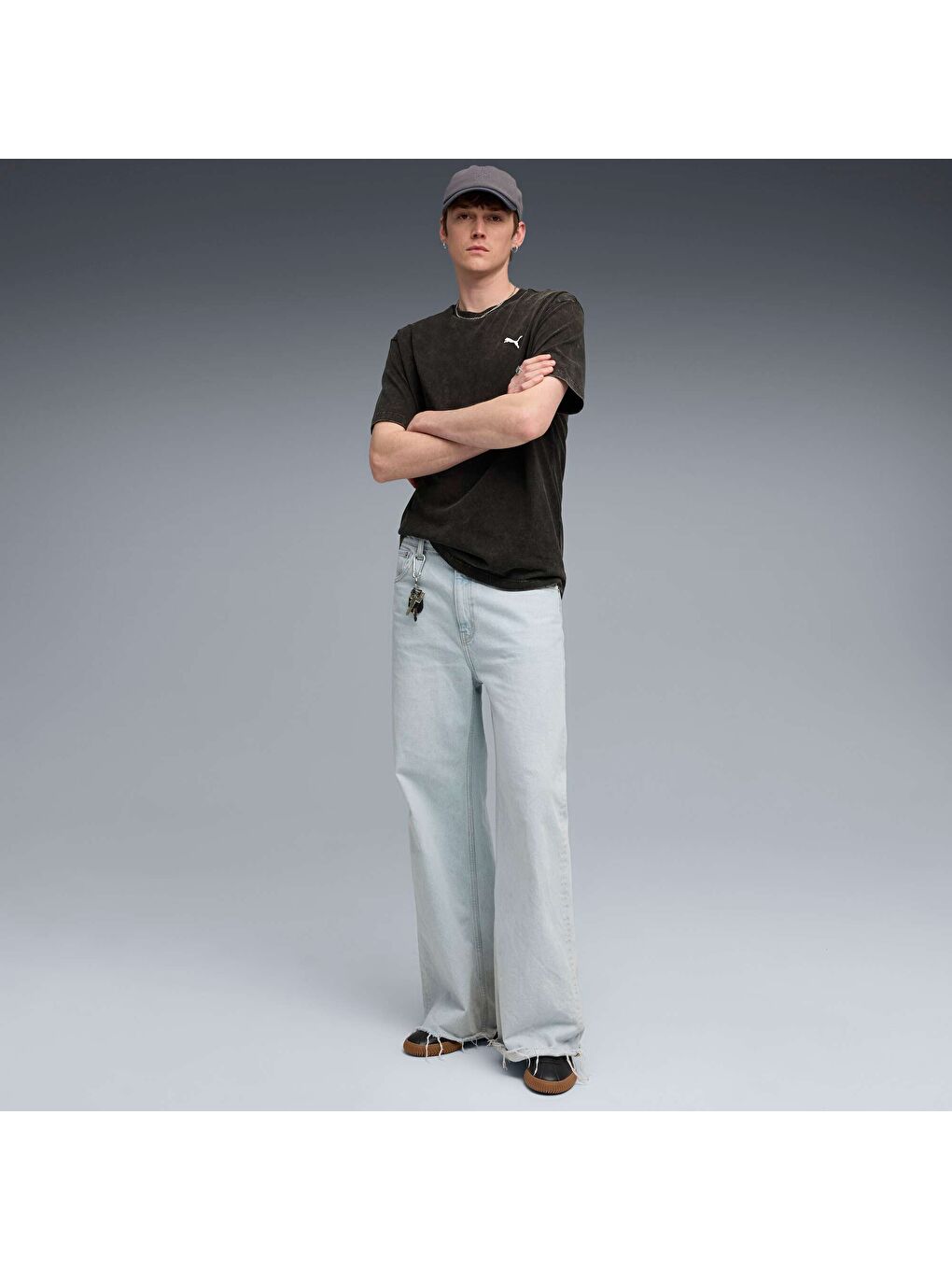 Siyah ESSENTIALS Elevated Erkek Geniş Kesim Tişört-1