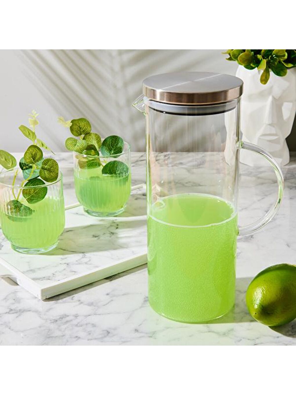 Renksiz Alisa Cam Sürahi - Şeffaf - 1500 ml