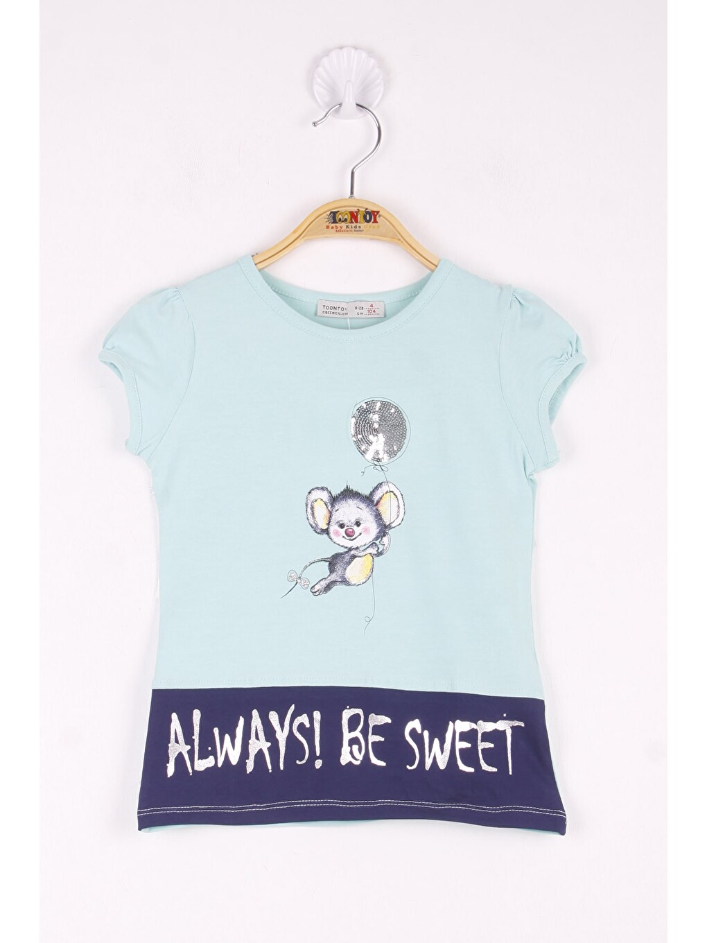 Yeşil Kız Çocuk Pul İşemeli Baskılı T-shirt
