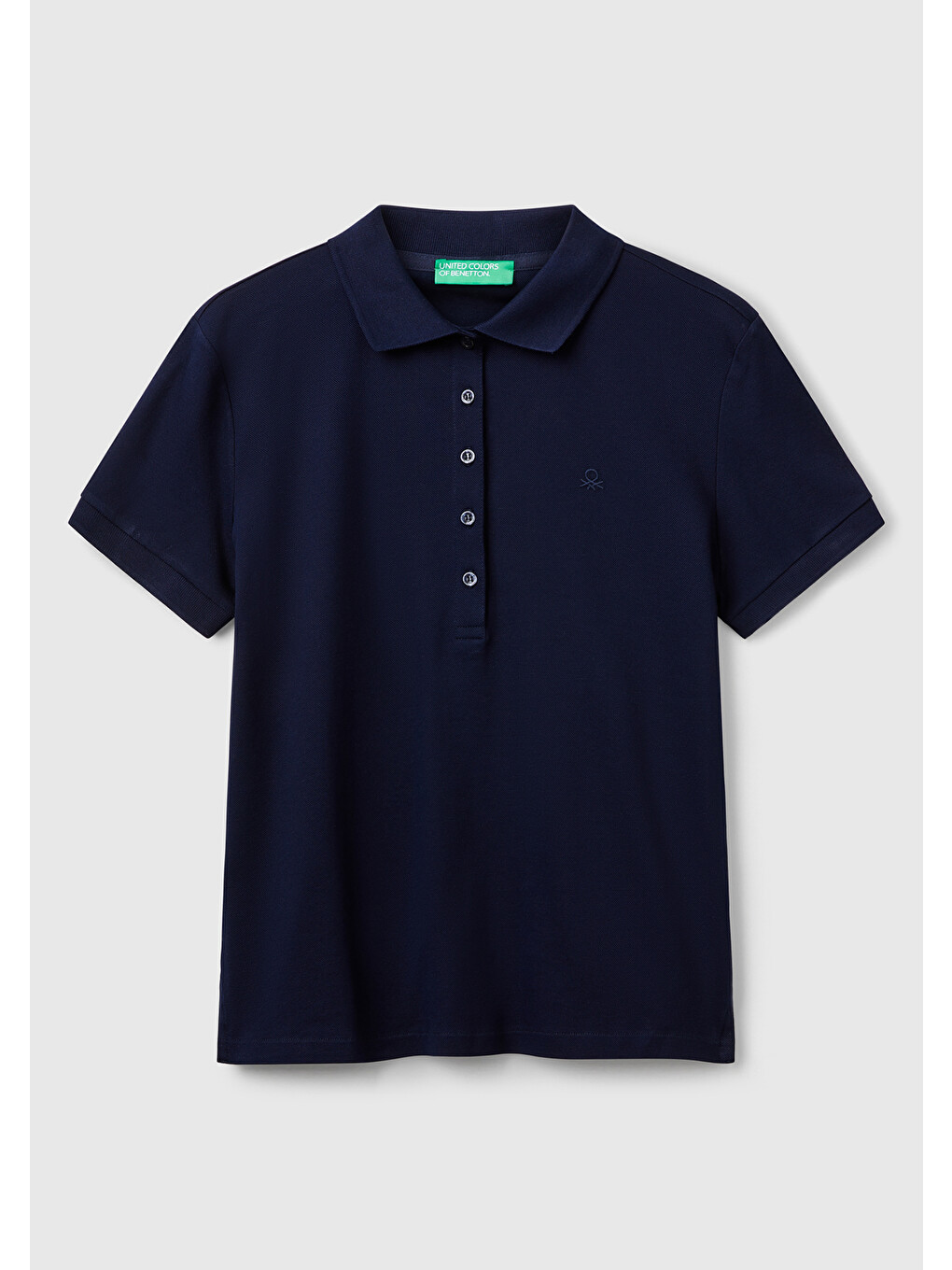 Kadın Siyah Pamuk Karışımlı Sol Önü Logo Nakışlı Slim Fit Polo T-shirt-1
