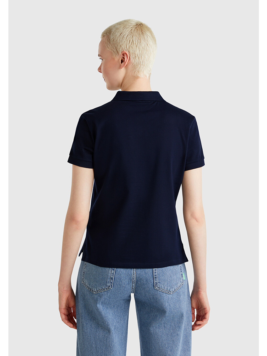 Kadın Siyah Pamuk Karışımlı Sol Önü Logo Nakışlı Slim Fit Polo T-shirt-2