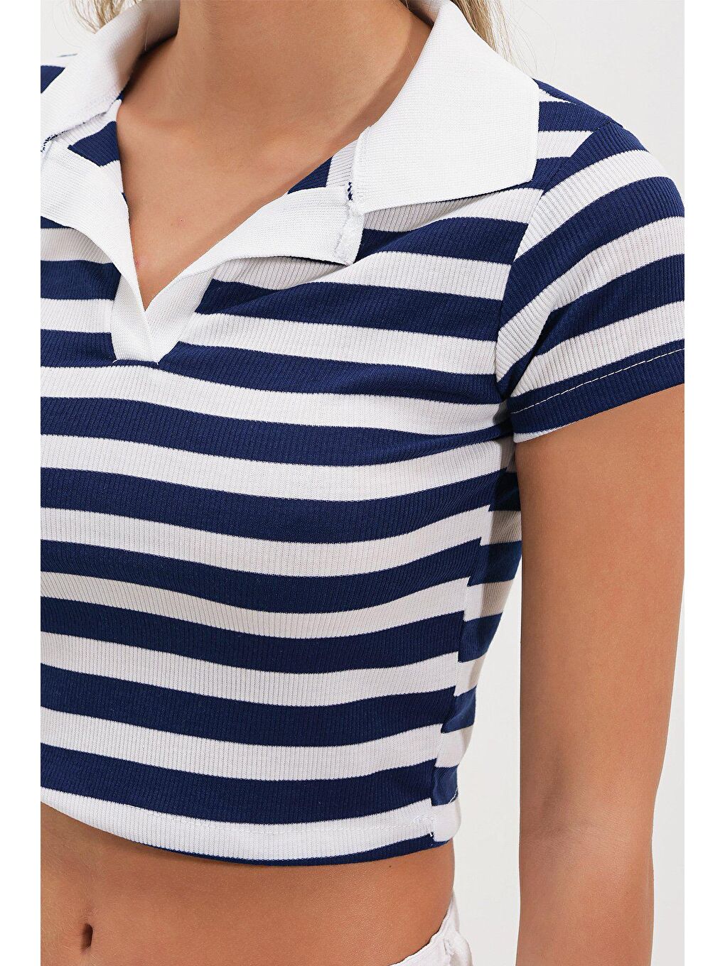 Lacivert Polo Yaka Kalın Çizgili T-SHİRT-3