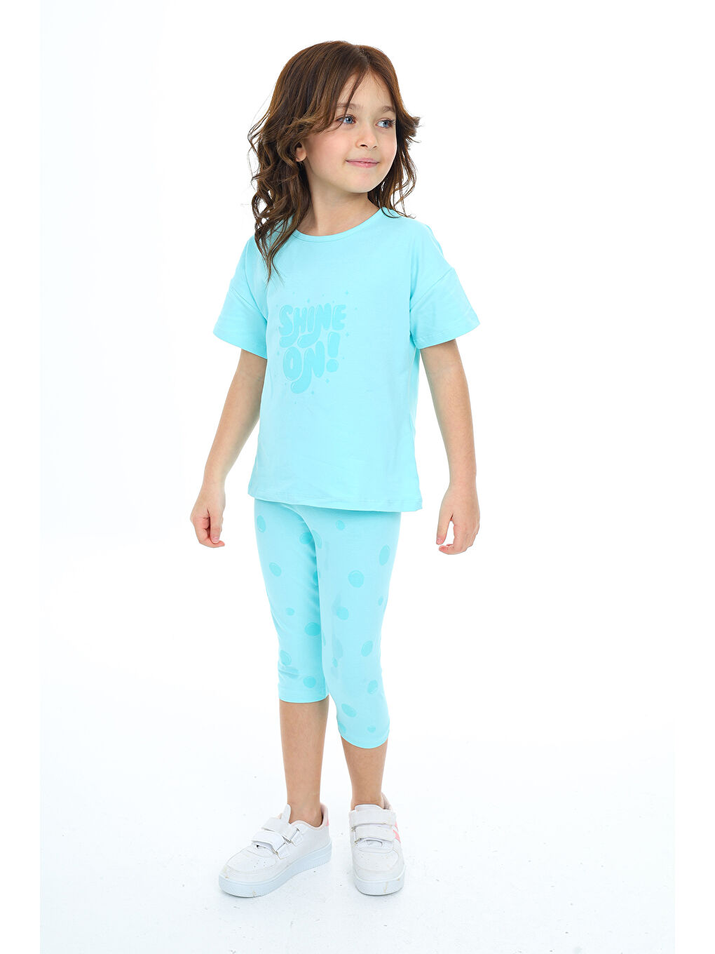 Toontoykids Mint Yeşil Kız Çocuk Baskılı Kaprili Takım - 1