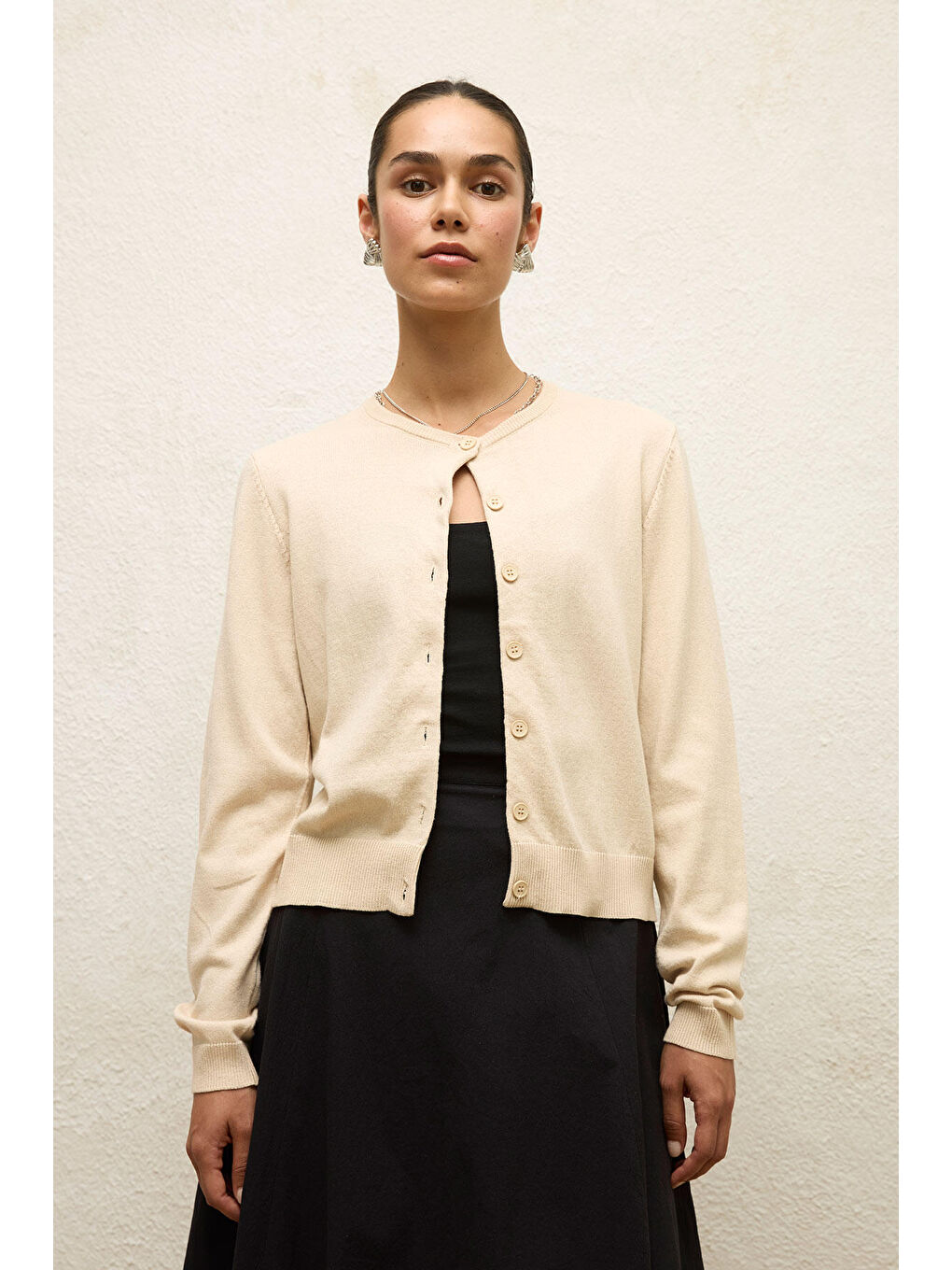 İnce Triko Hırka Bej