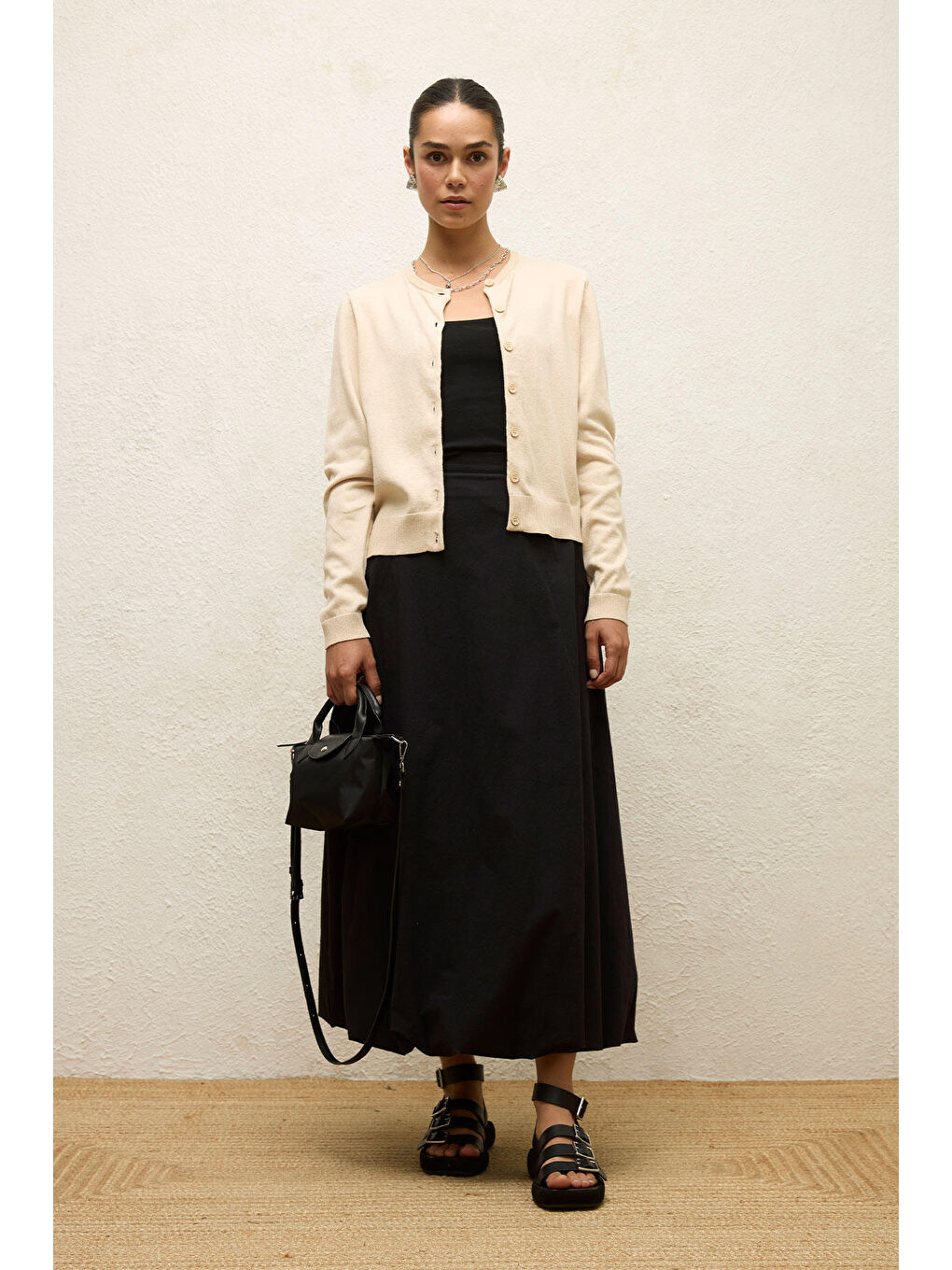 İnce Triko Hırka Bej-1