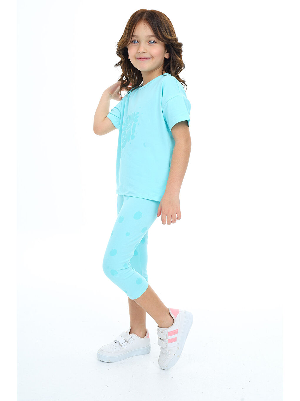 Toontoykids Mint Yeşil Kız Çocuk Baskılı Kaprili Takım - 2