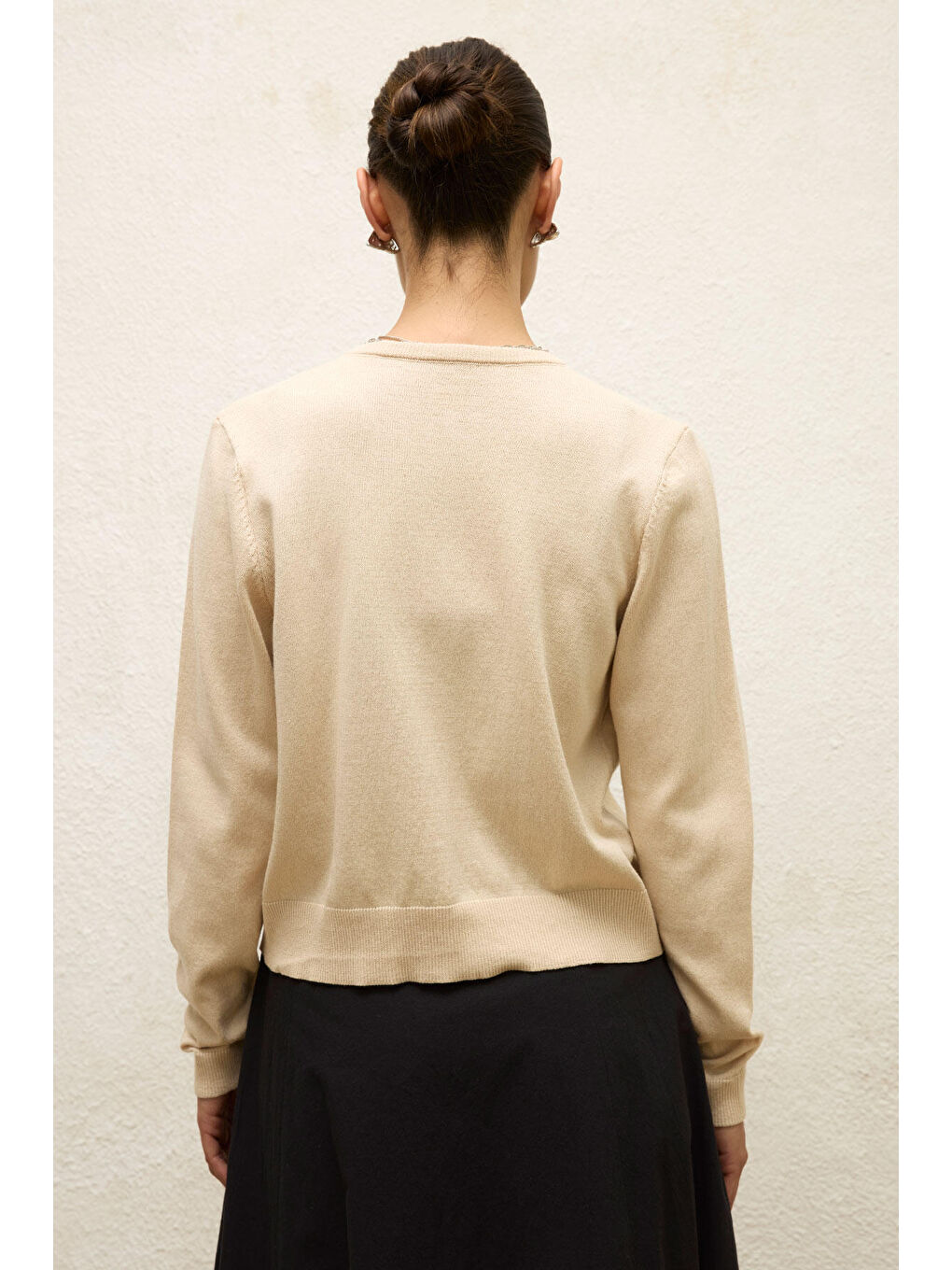 İnce Triko Hırka Bej-4