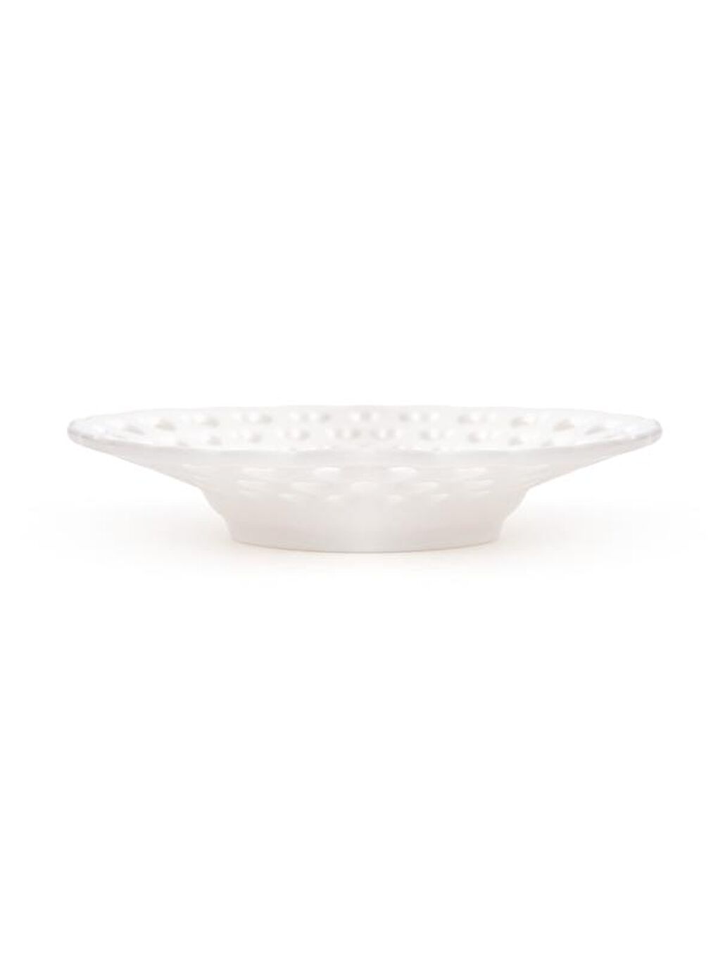 Kalp Motifli Çay Tabağı - Beyaz - 11 cm-1