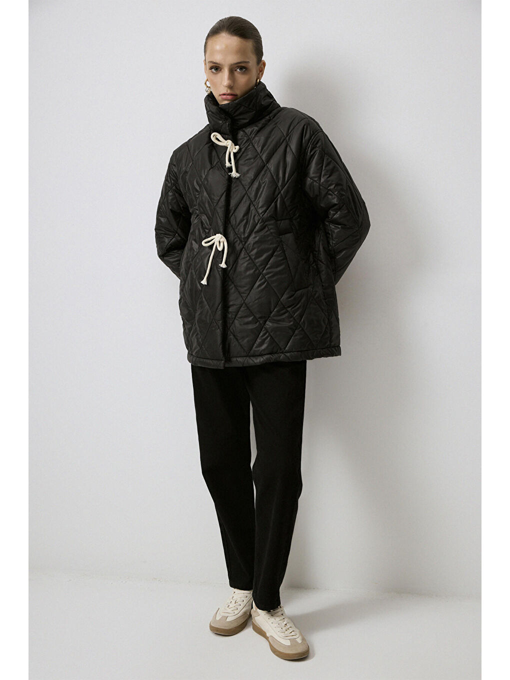 Siyah Oversıze Kapitone Mont-1