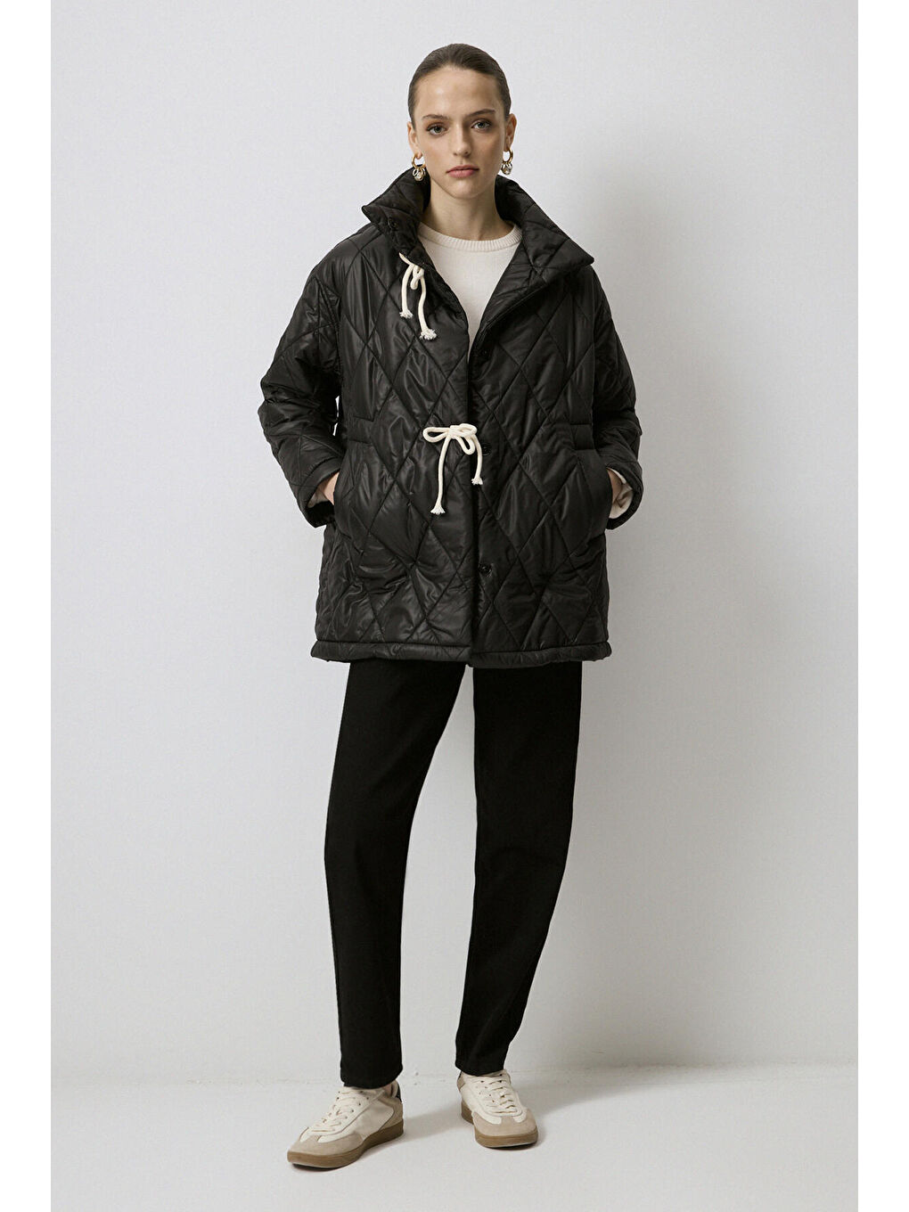 Siyah Oversıze Kapitone Mont-2