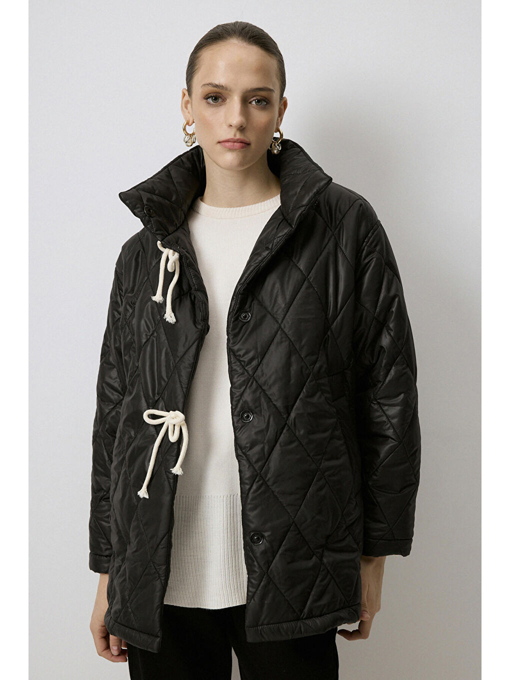 Siyah Oversıze Kapitone Mont-4
