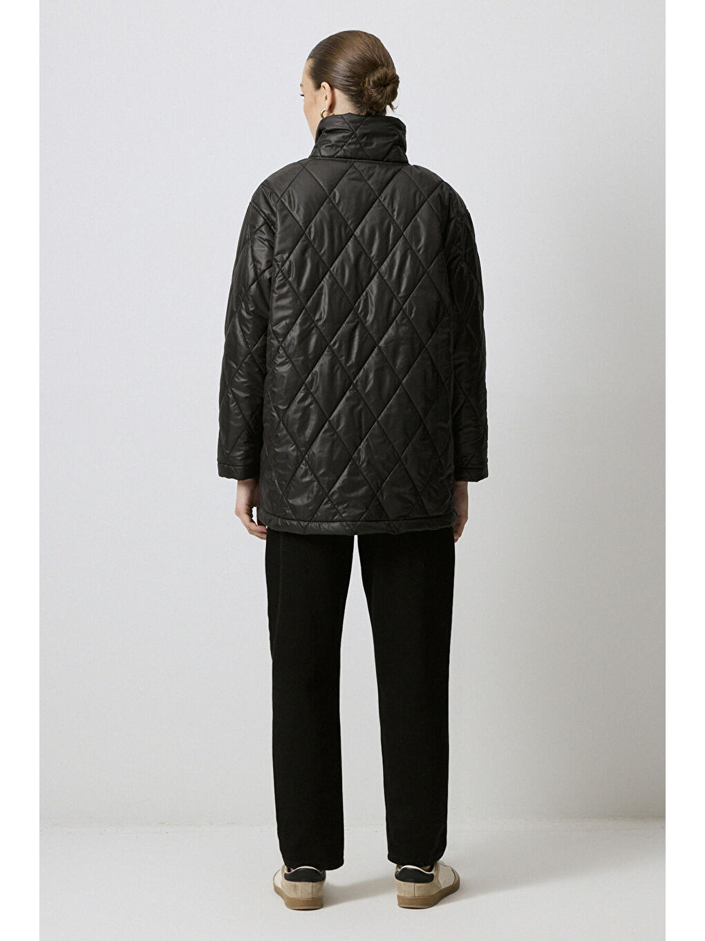 Siyah Oversıze Kapitone Mont-5