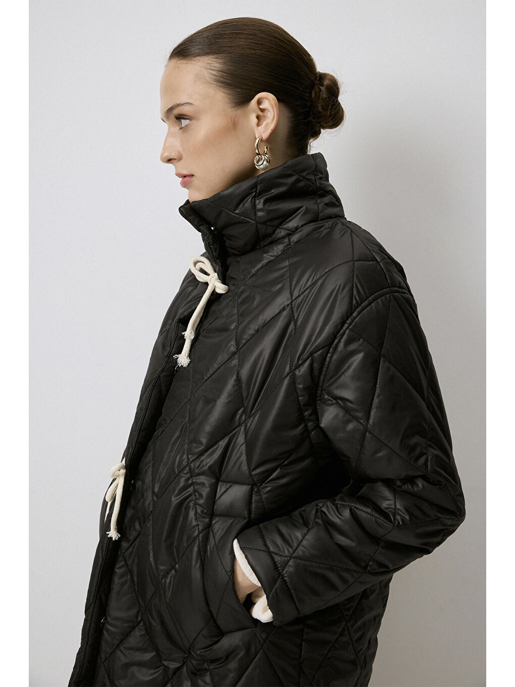 Siyah Oversıze Kapitone Mont-6