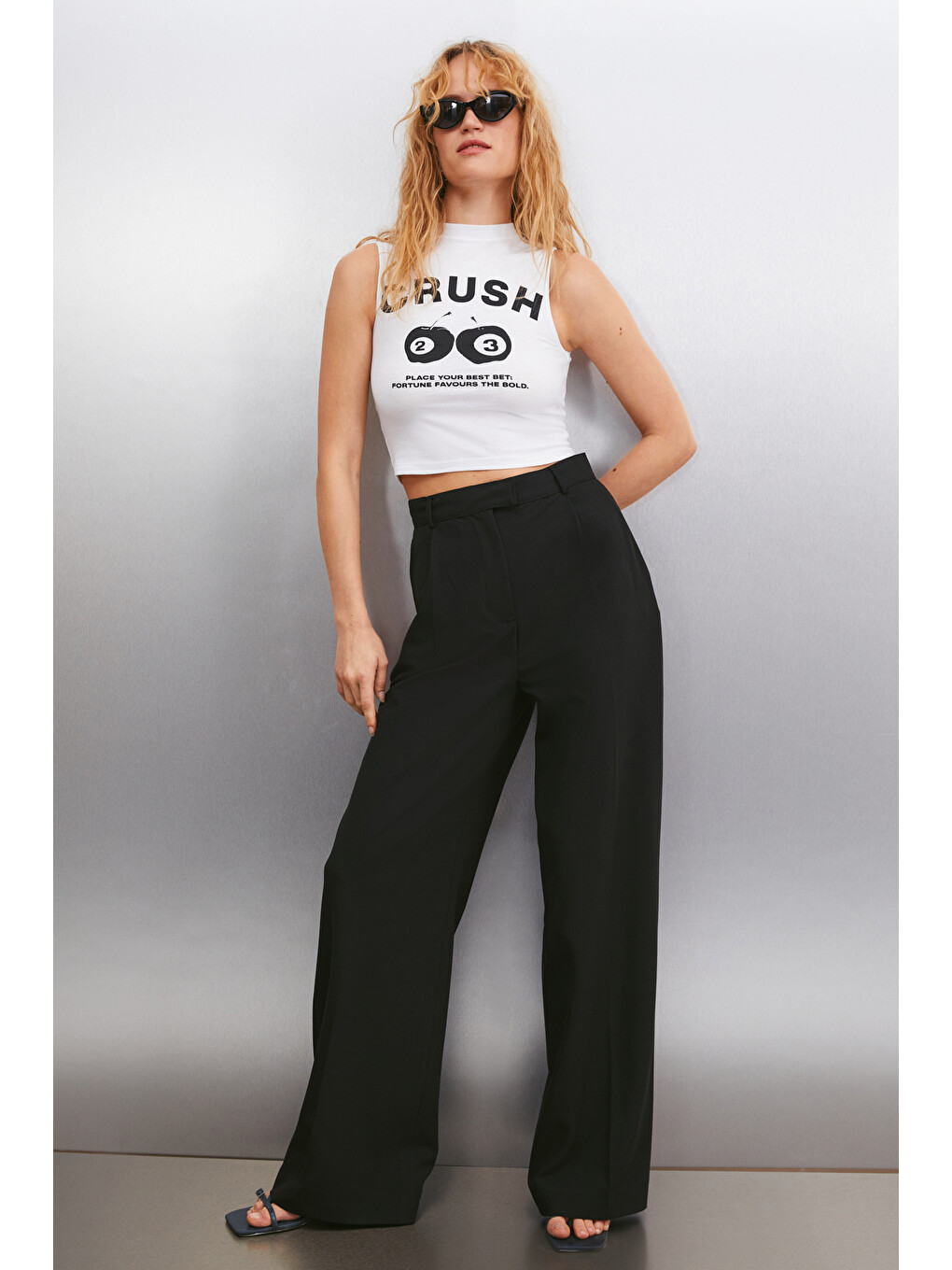 Azura Kadın Baskılı Pamuklu Kısa Kollu Crop Beyaz T-shirt-4