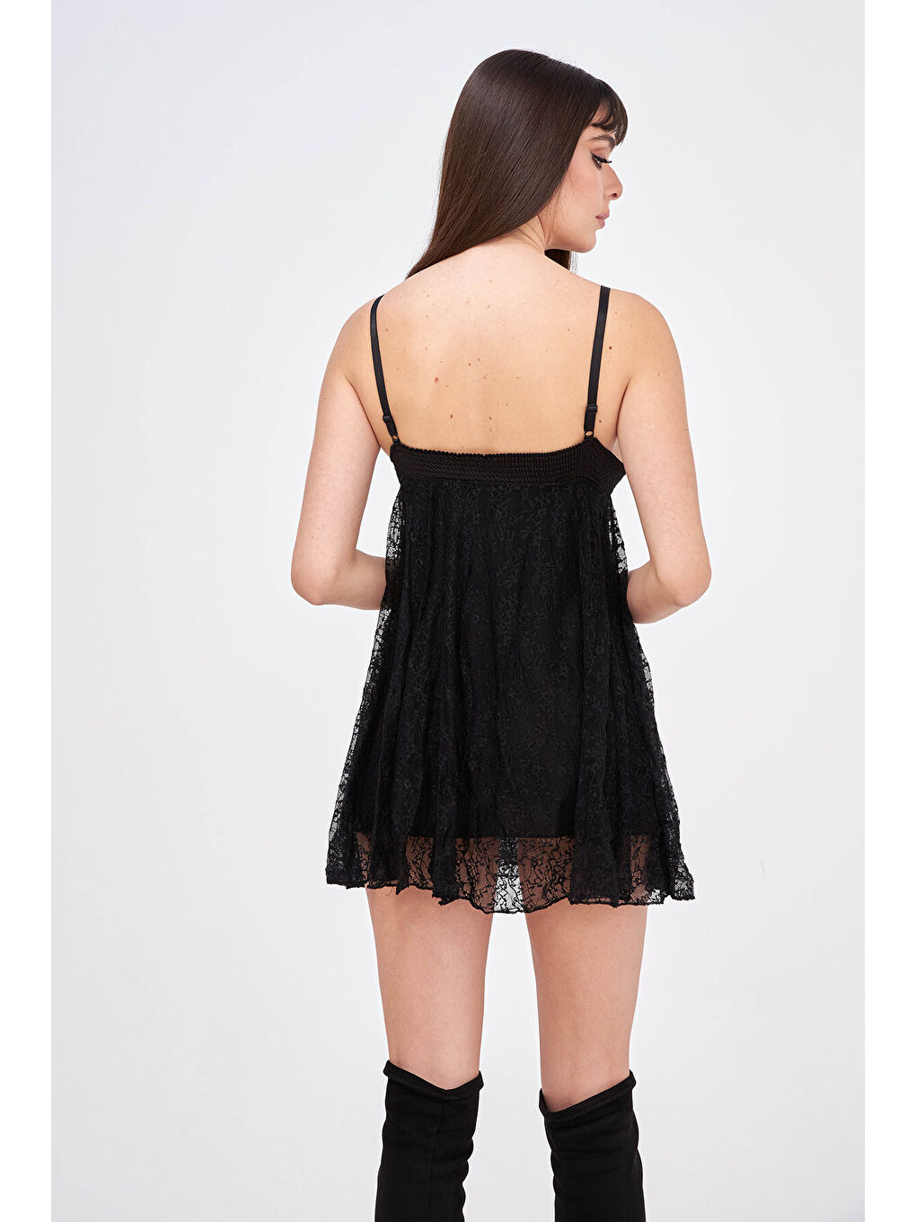 Siyah Fantezi Dantel Gecelik-1