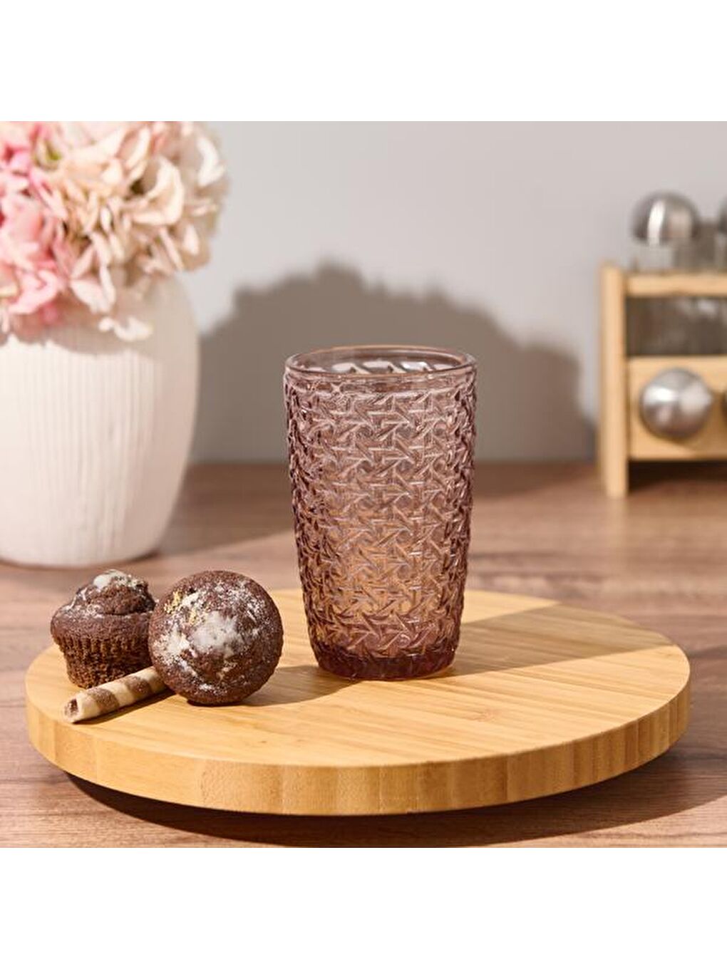 Cam Meşrubat Bardağı - Mürdüm - 380 ml