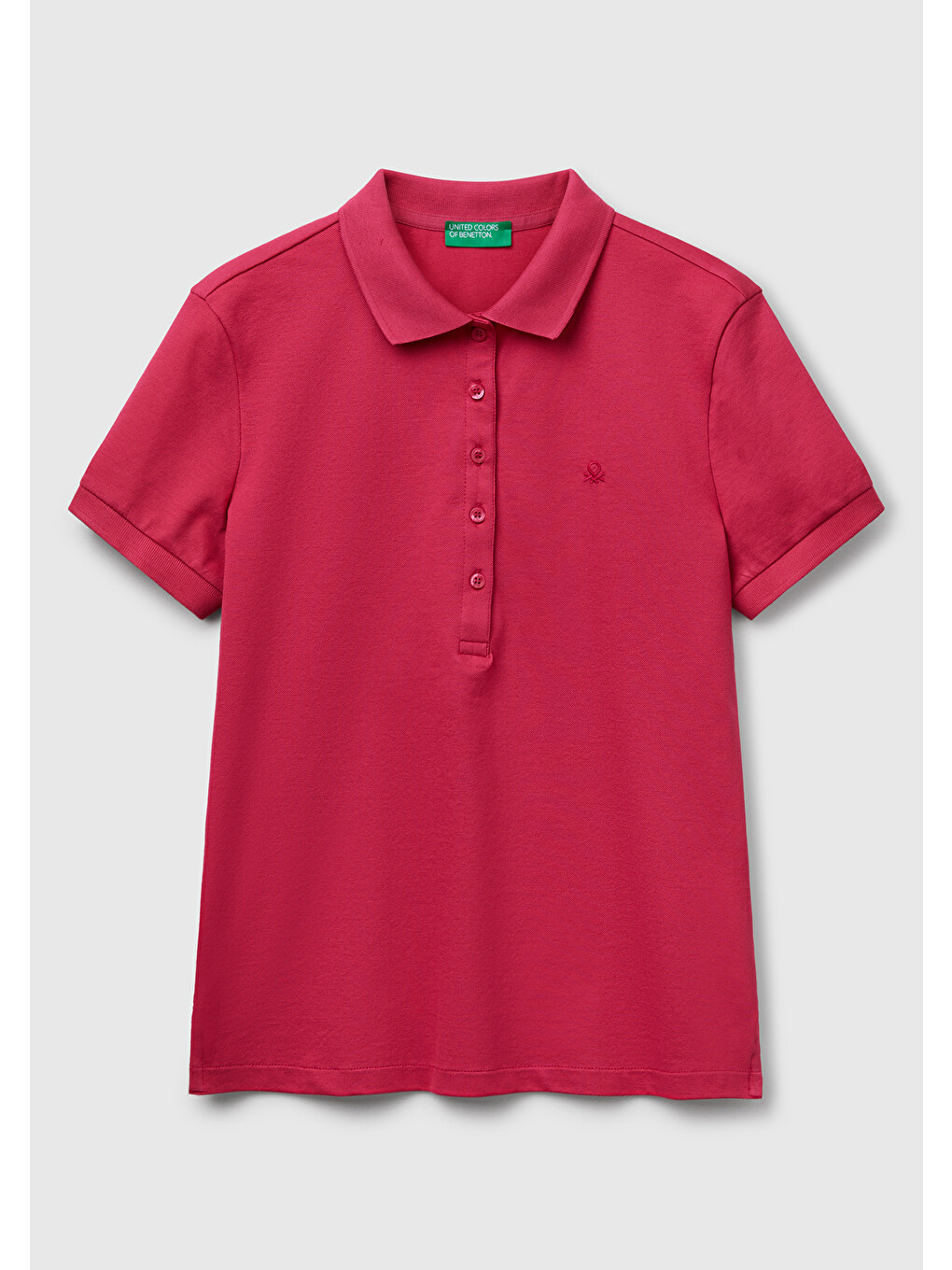 Kadın Kırmızı Pamuk Karışımlı Sol Önü Logo Nakışlı Slim Fit Polo T-shirt-1