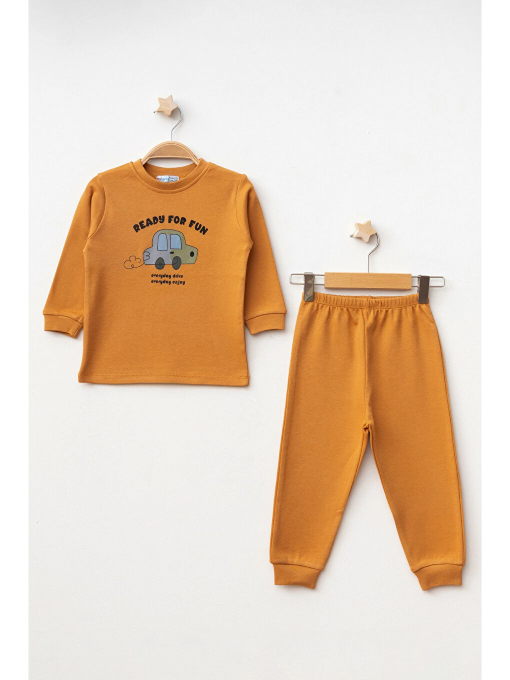 Turuncu Ready Araba Baskılı Erkek Bebek Pijama Takımı 74172