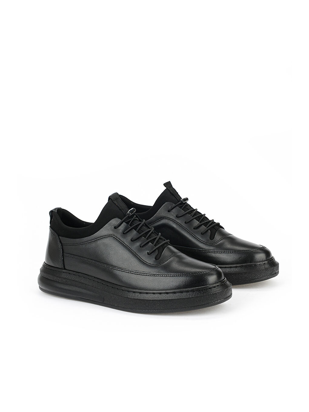 Erkek Hakiki Deri Sneaker 161423Z88 Siyah-1