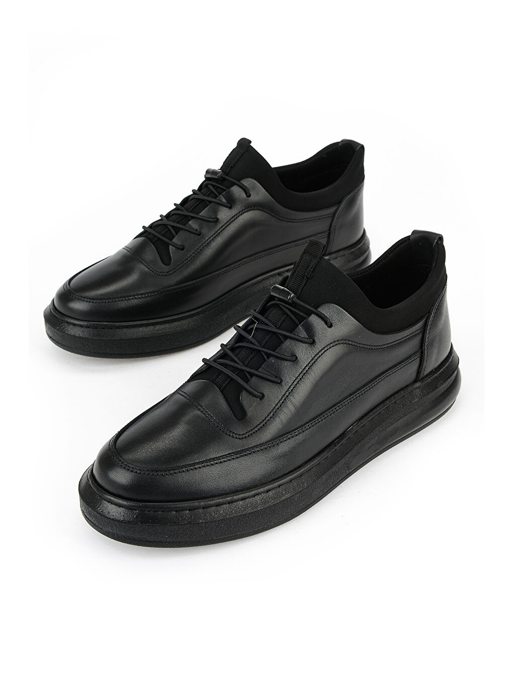 Erkek Hakiki Deri Sneaker 161423Z88 Siyah-4