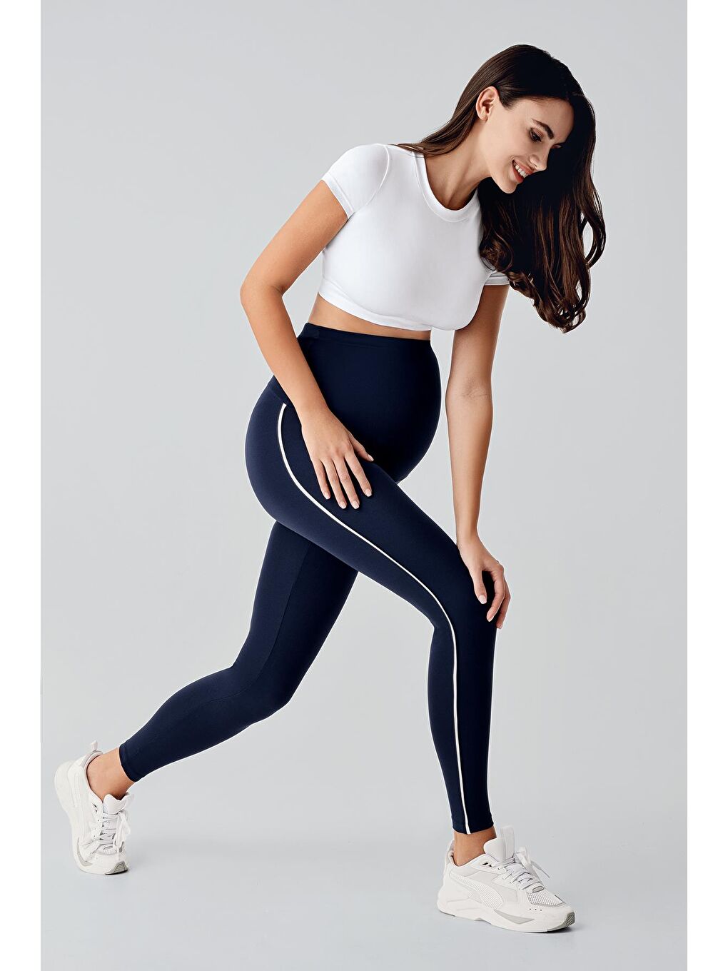 Lacivert Biyeli Yüksek Bel Esnek Toparlayıcı Hamile Tayt T24-1