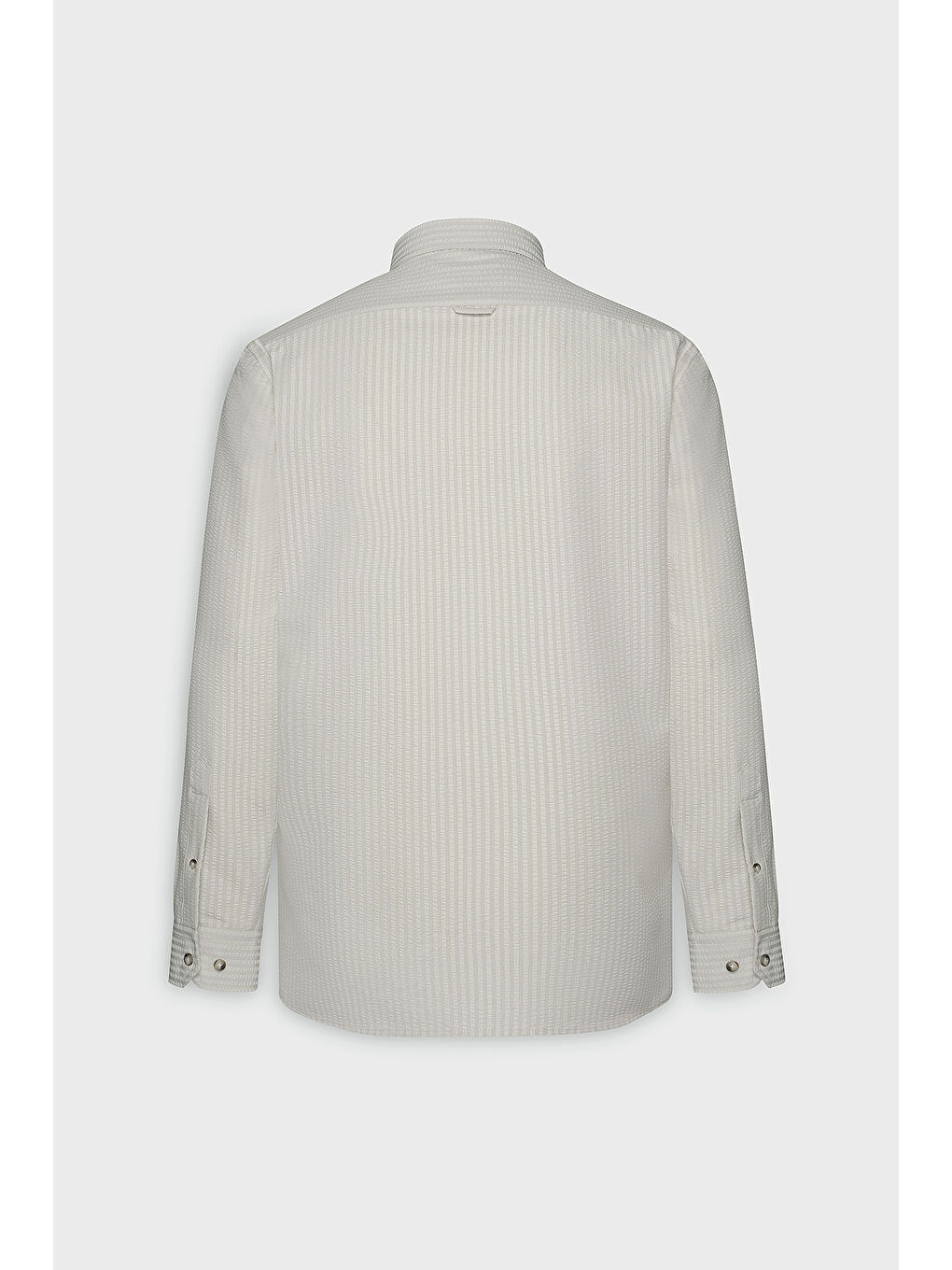 Erkek Bej Pamuklu Slim Fit Dar Kesim Düğmeli Yaka Gofre Desenli Gömlek-8