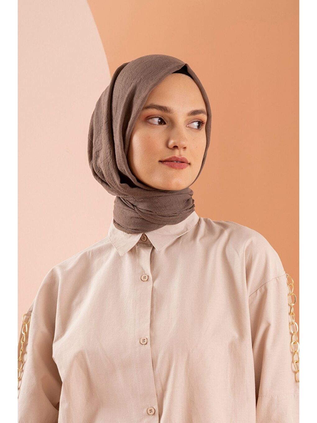 Kahverengi Kadın Konfor Şal 195/85 Cm-1