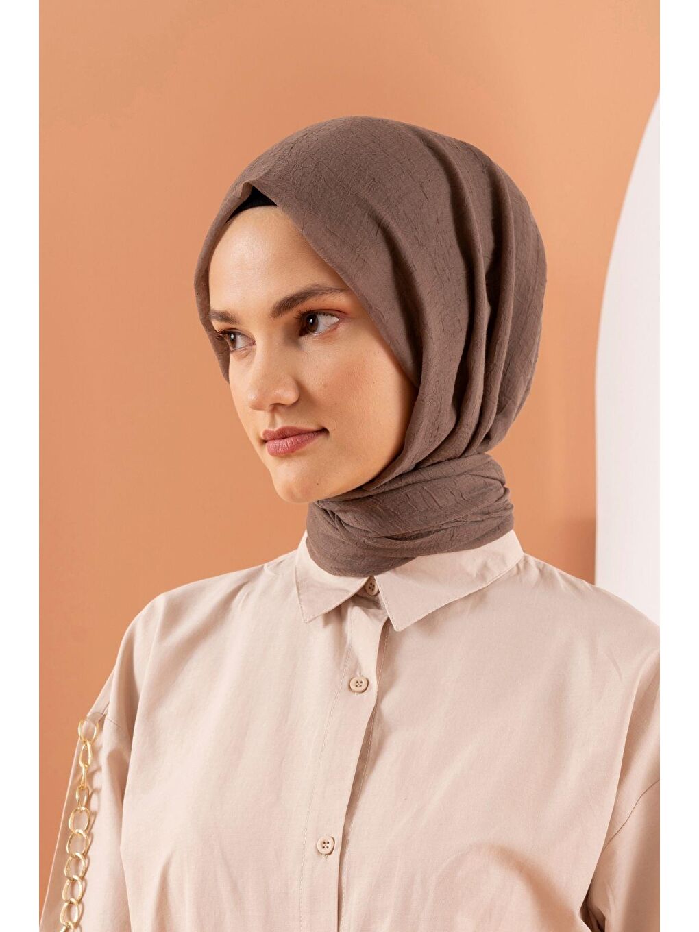 Kahverengi Kadın Konfor Şal 195/85 Cm-3