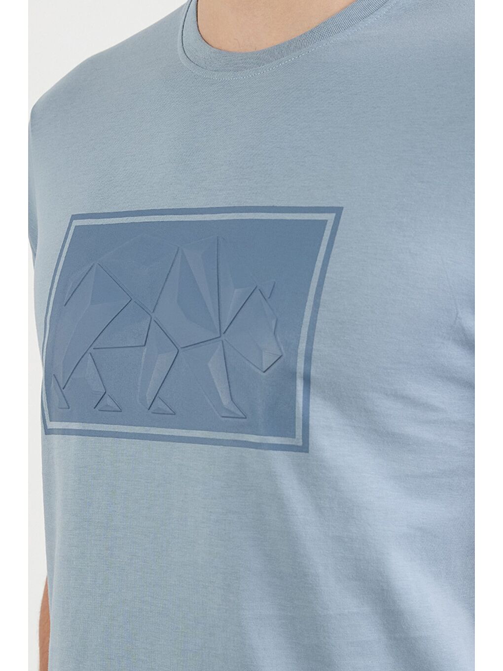 Mavi Kutup Ayısı Kabartma Baskılı Tişört-4