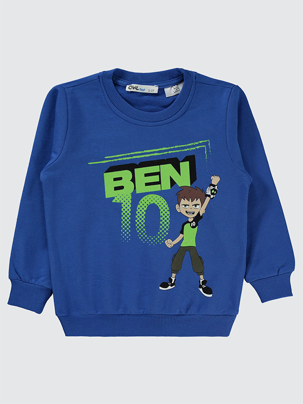 Civil Mavi Ben10 Erkek Çocuk Sweatshirt 2-5 Yaş Saks