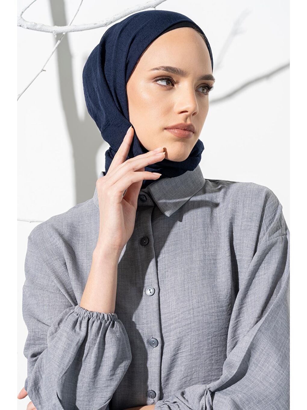 Lacivert Kadın Konfor Şal 195/85 Cm-1