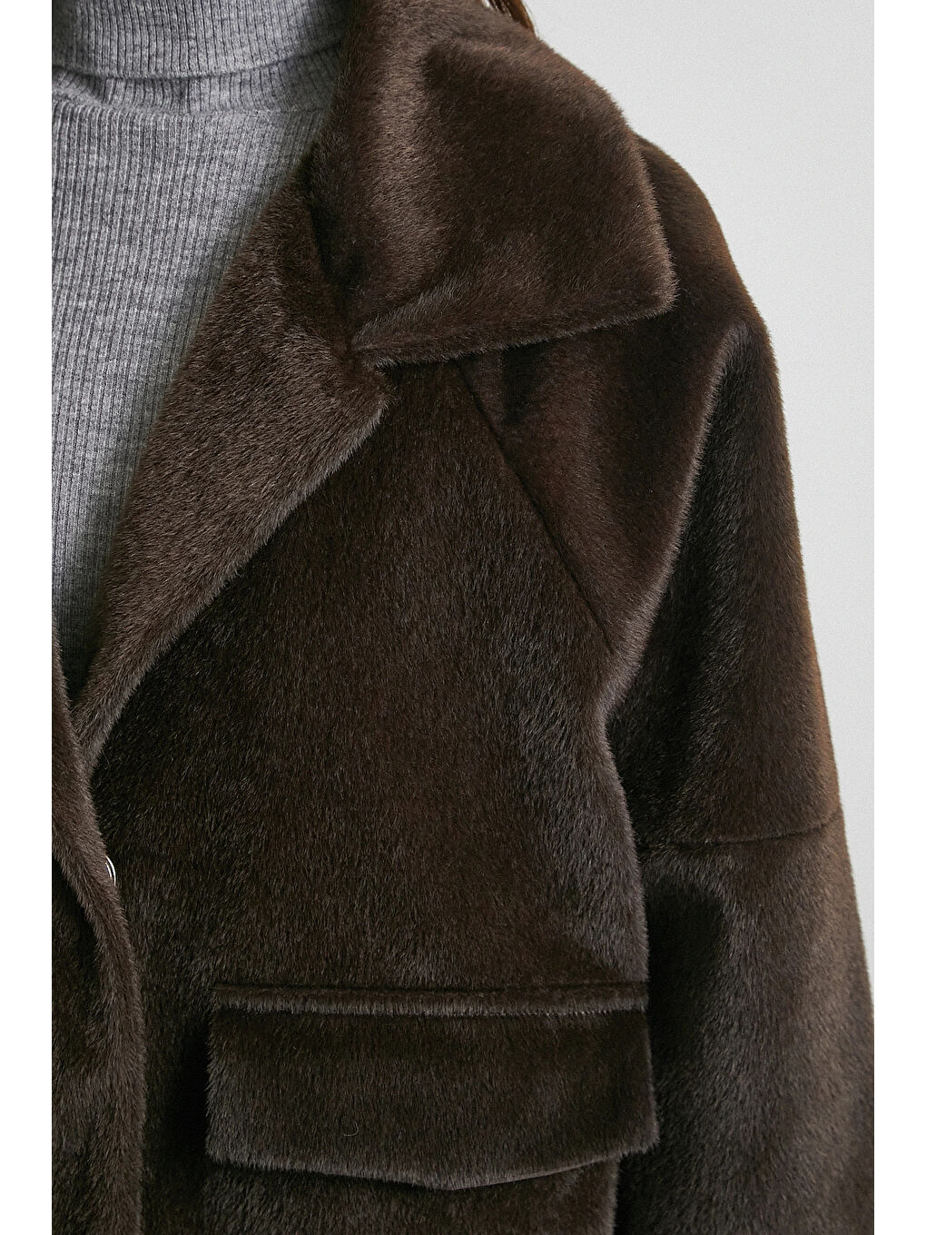 Karışık Reglan Tay Flok Mont Kahve-4