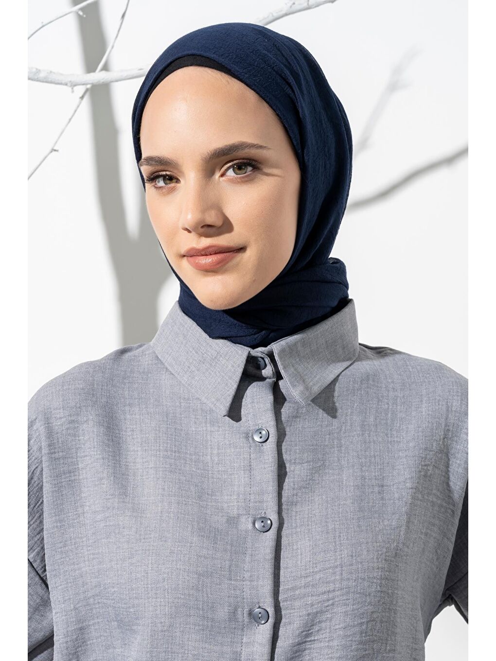 Lacivert Kadın Konfor Şal 195/85 Cm-2