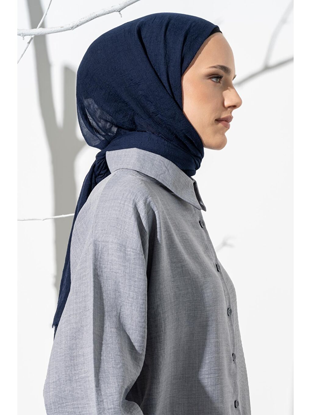 Lacivert Kadın Konfor Şal 195/85 Cm-3