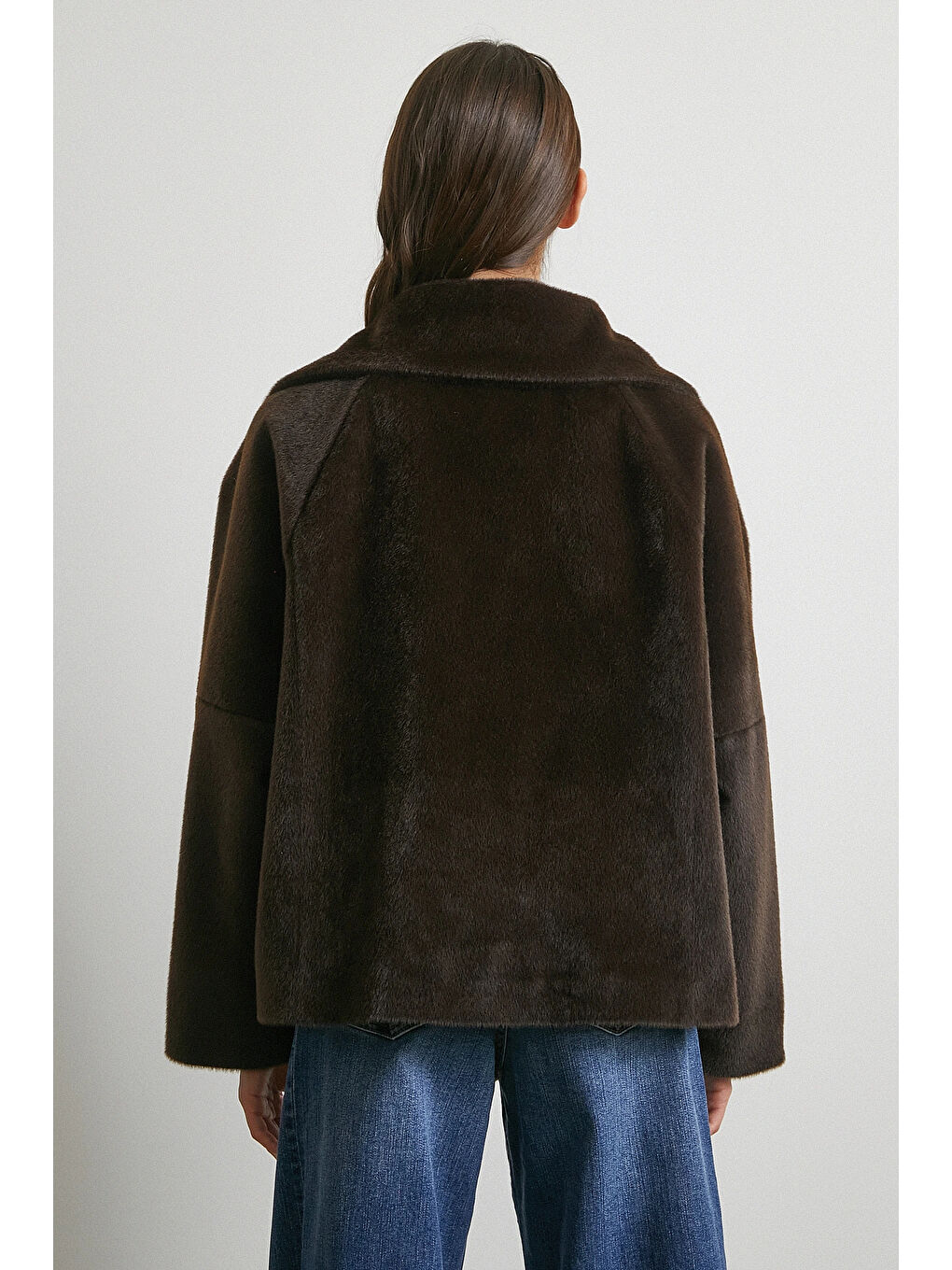 Karışık Reglan Tay Flok Mont Kahve-5