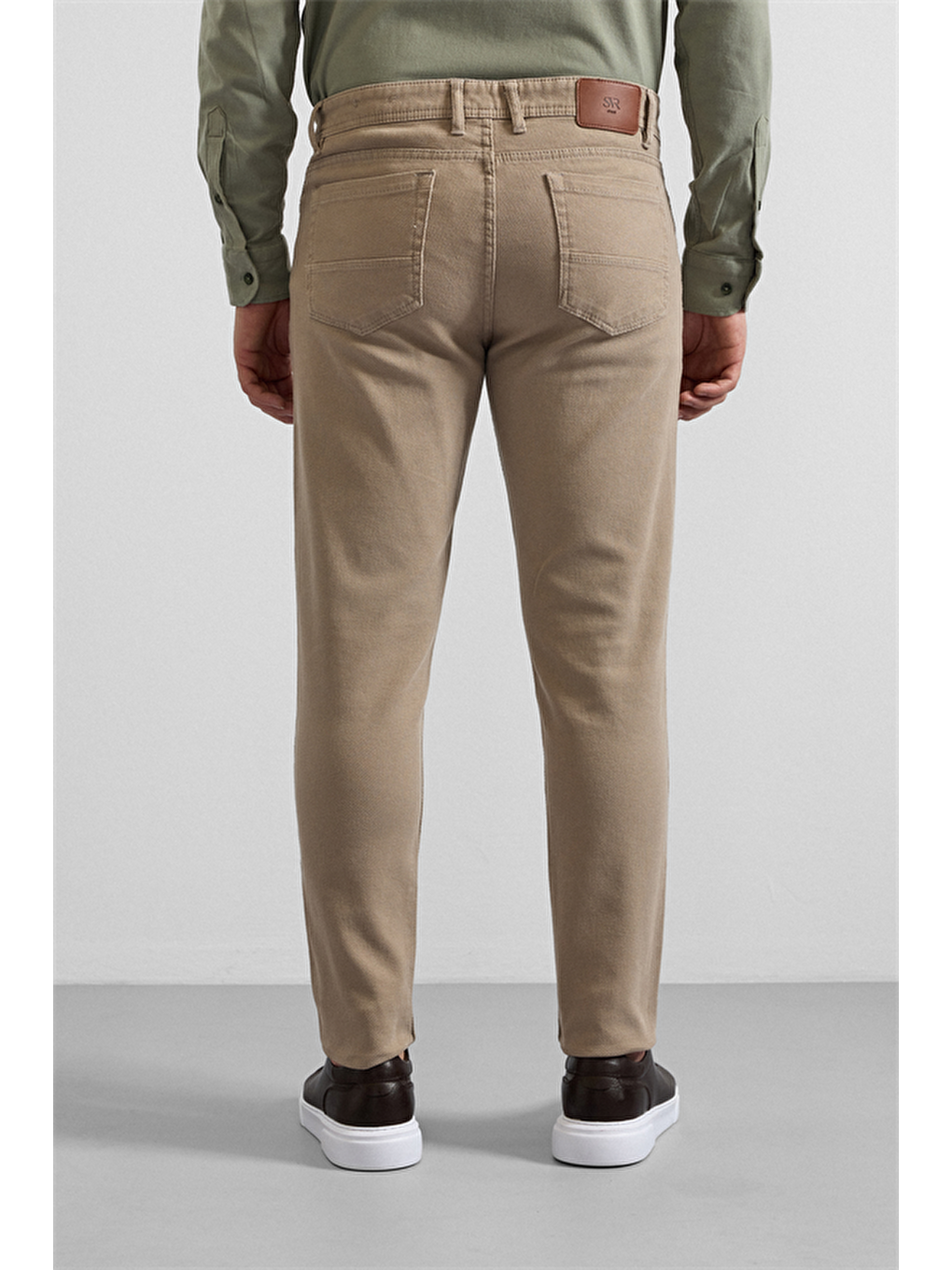 Bej Düz Casual Pantolon-2