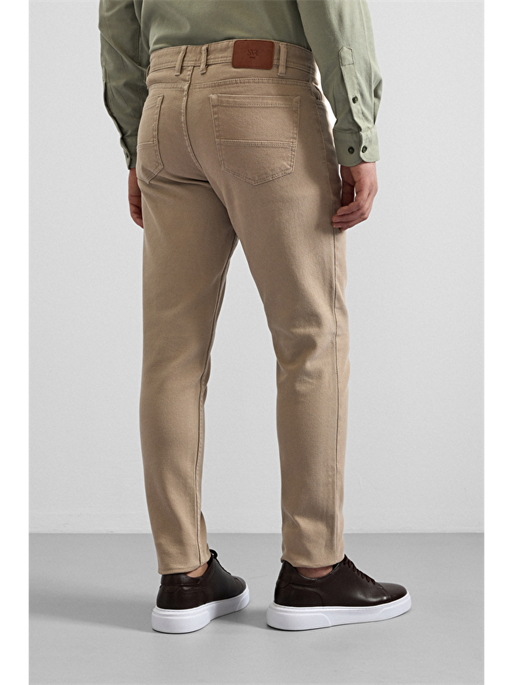 Bej Düz Casual Pantolon-3