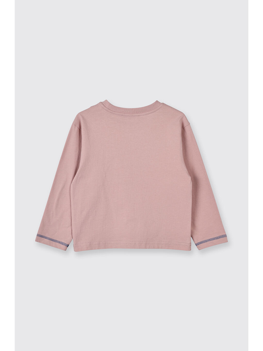 Erkek Bebek Uzun Kollu Bisiklet Yakalı Baskı Detaylı Pembe Tişört-1