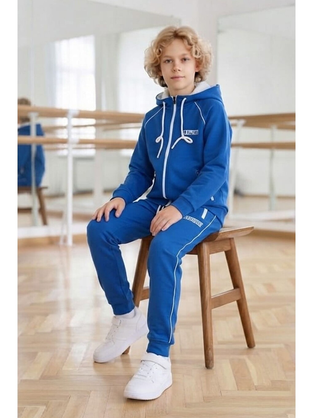Mavi Erkek Çocuk Scuba Atheletic Reglan Kol Kapüşonlu Dalgıç Kumaş Eşofman Takımı Esf7028-2
