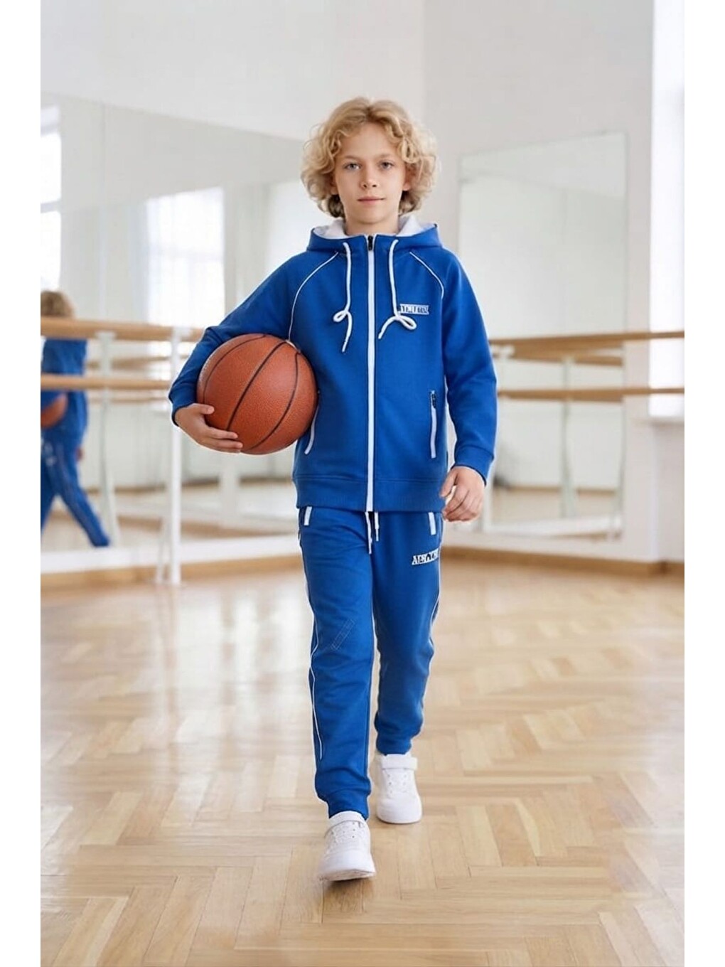 Mavi Erkek Çocuk Scuba Atheletic Reglan Kol Kapüşonlu Dalgıç Kumaş Eşofman Takımı Esf7028-3