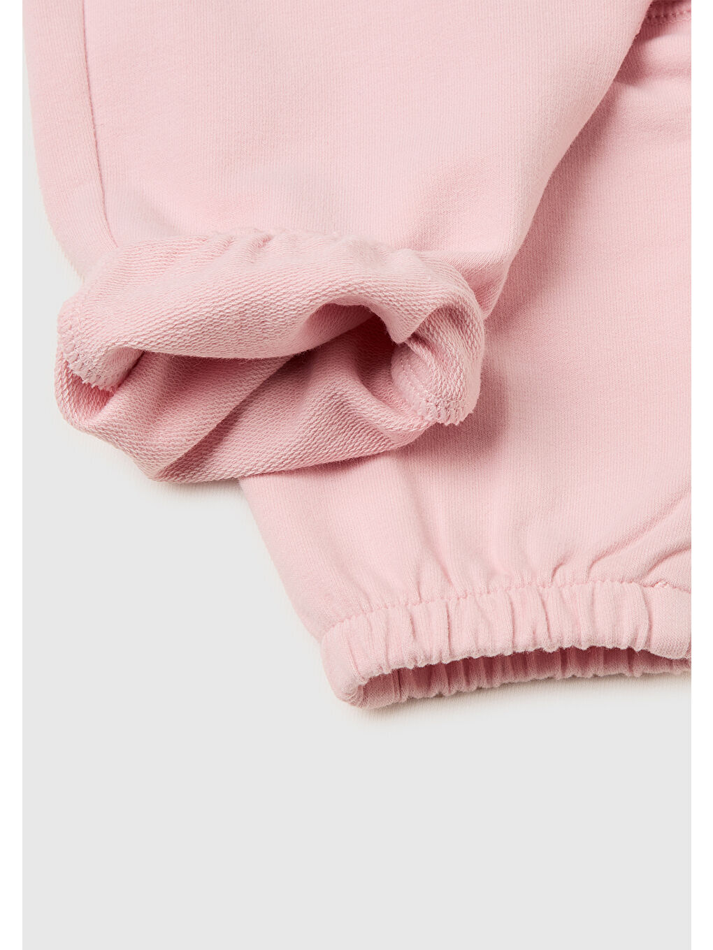 Bebek Toz Pembe Kulak Aplikeli Ribanalı Eşofman Altı-2