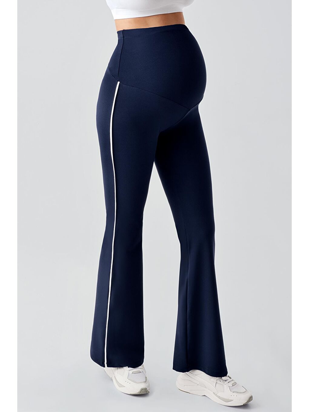 Lacivert Biyeli İspanyol Paça Yüksek Bel Esnek Toparlayıcı Hamile Tayt T25-1