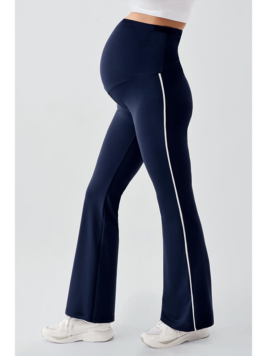 Lacivert Biyeli İspanyol Paça Yüksek Bel Esnek Toparlayıcı Hamile Tayt T25-2