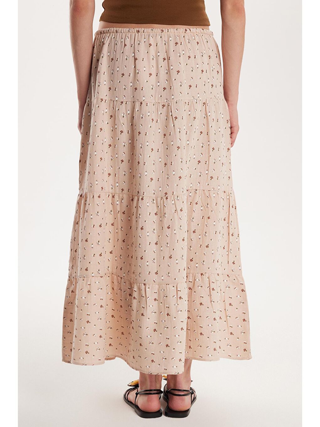 Karışık Kadın Standart Fit Beli Lastikli Bağlamalı Baskılı Etek-4