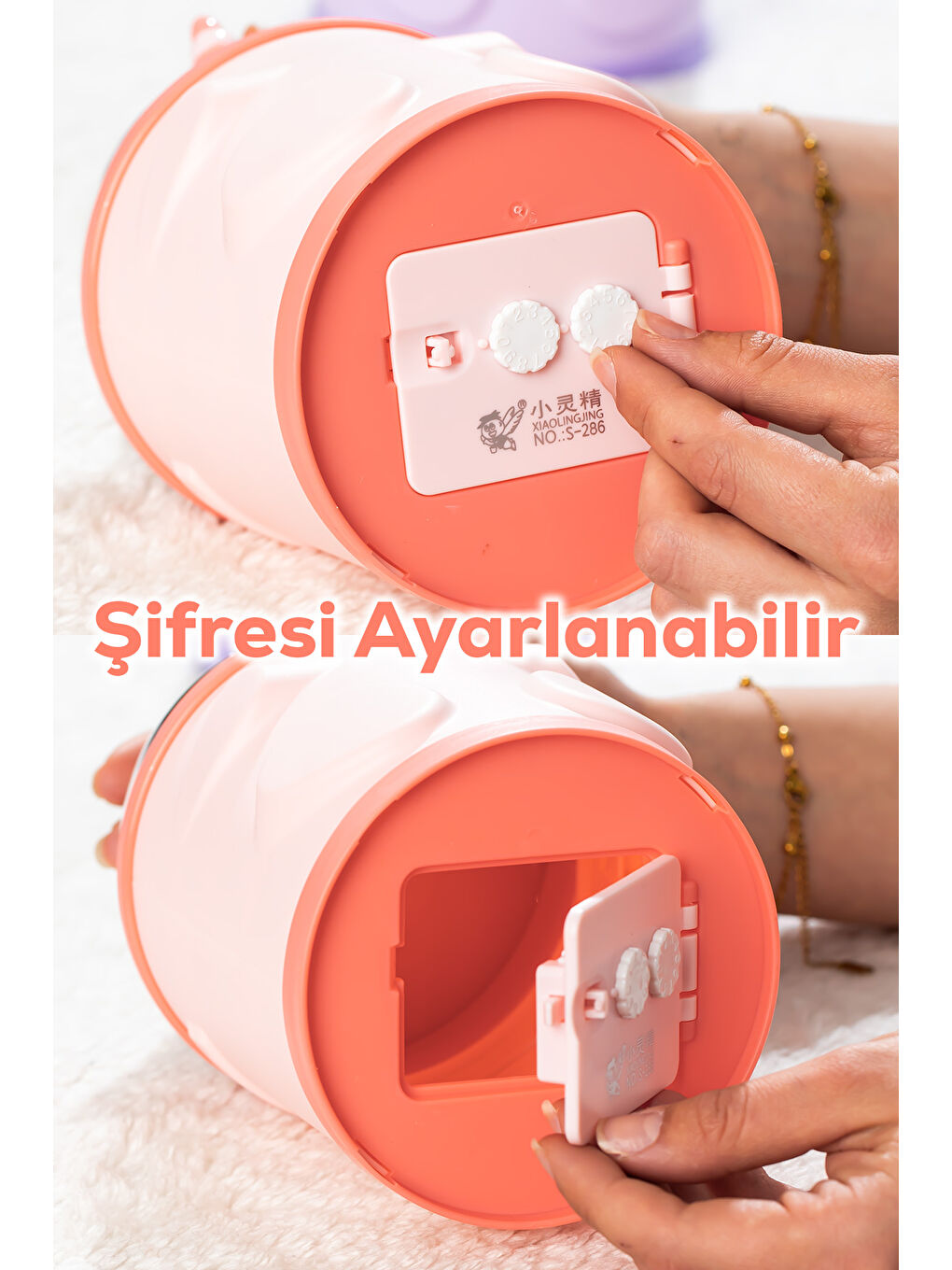 044 Pvc Şifreli Kilitli Kumbara Pembe 11x18,5cm-1